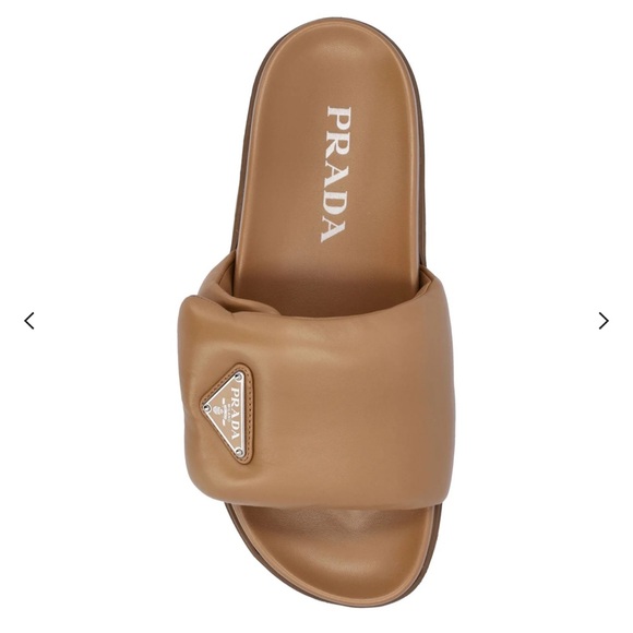 Prada Soft Padded Logo Plaque Slides - Picture 6 of 12